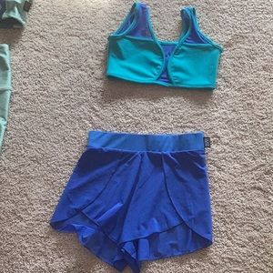 Tiger Friday loved blossom crop top in rio and mesh petal shorts in blue jay